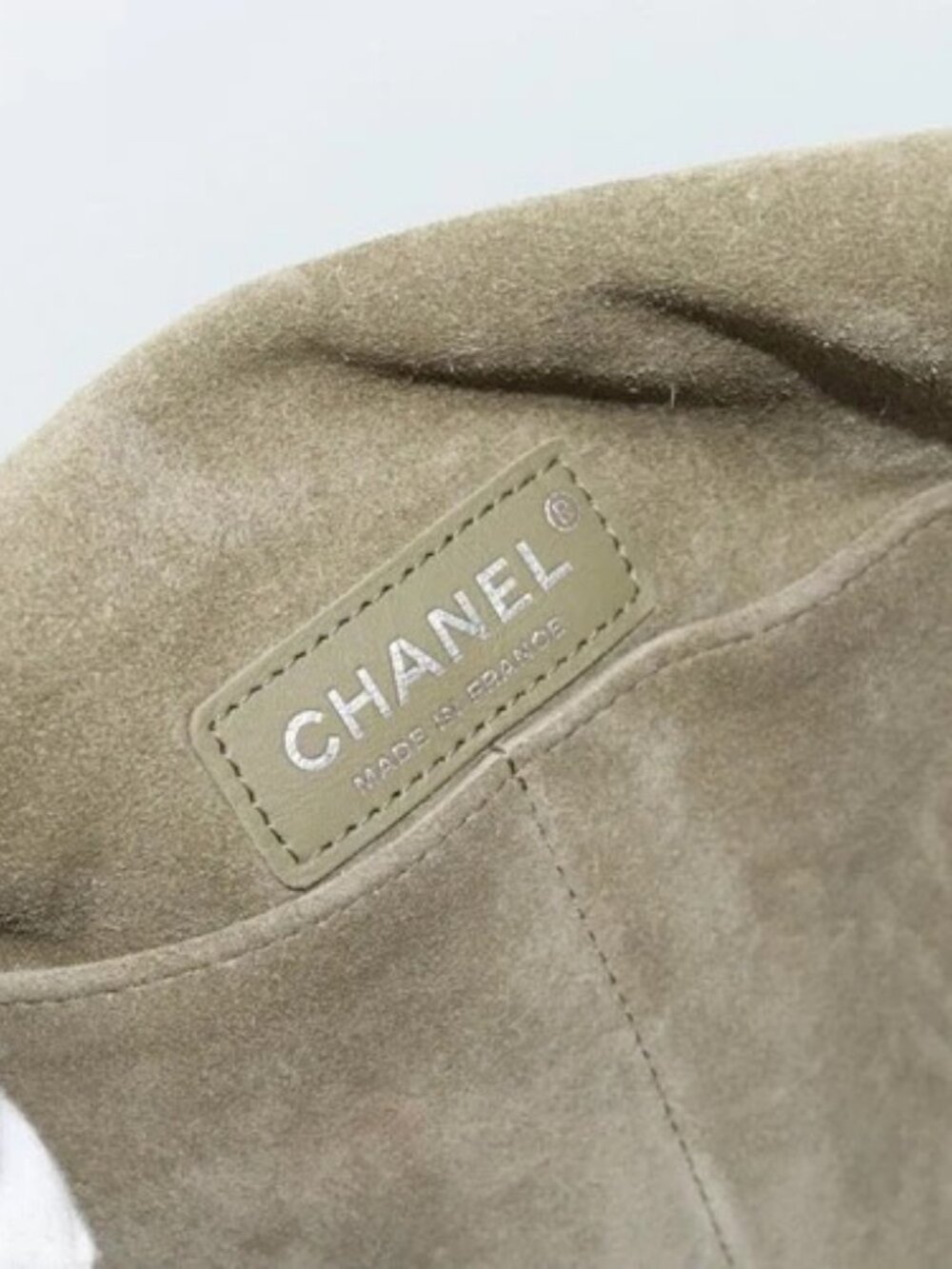 CHANEL Shoulder Bag Suede Leather Khaki Silver CC Auth mr2540A - Picture 14 of 16